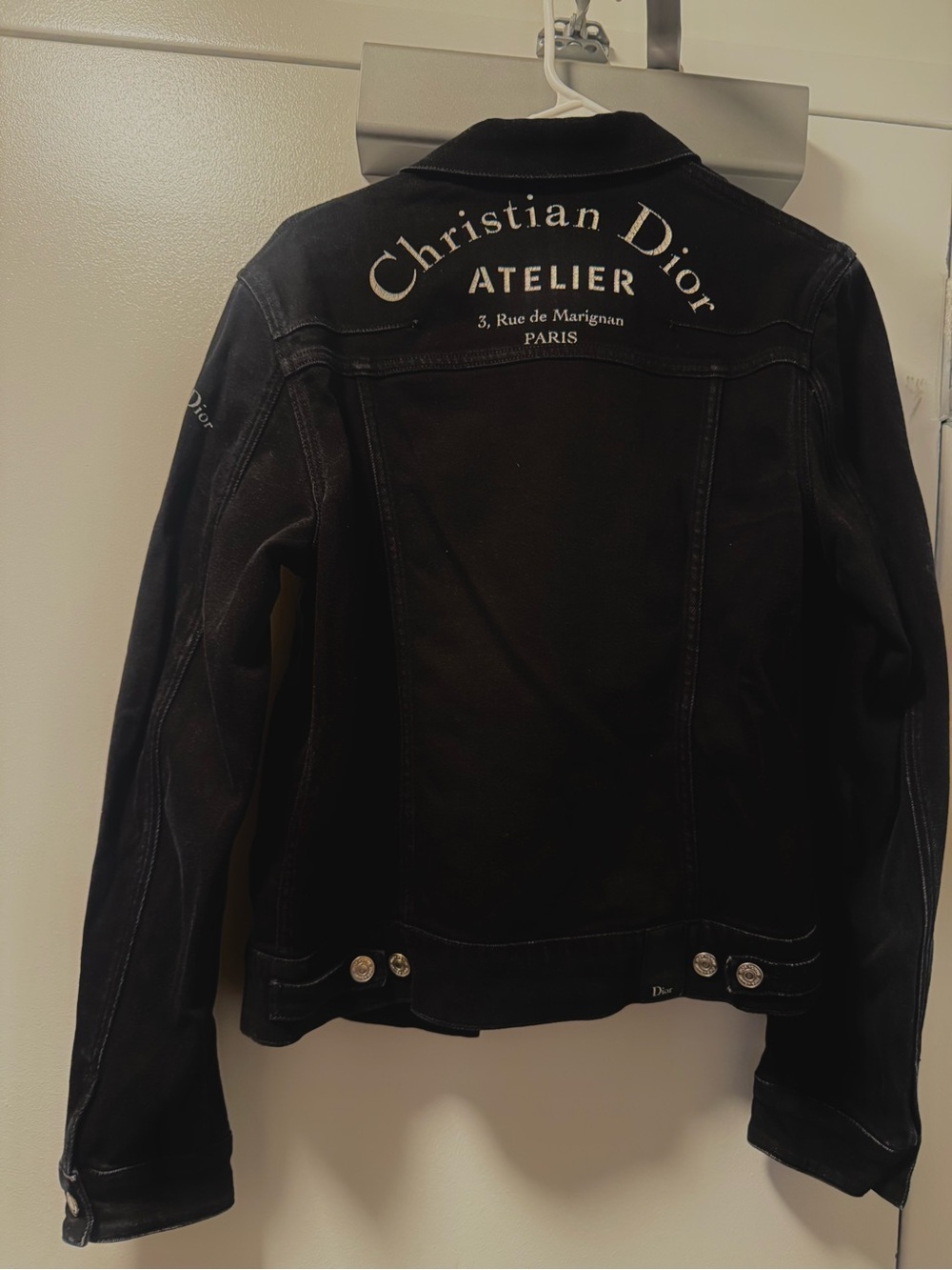 Dior Black Denim Jacket with Christian Dior Atelier Back Logo